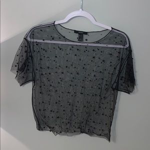 Embellished mesh top